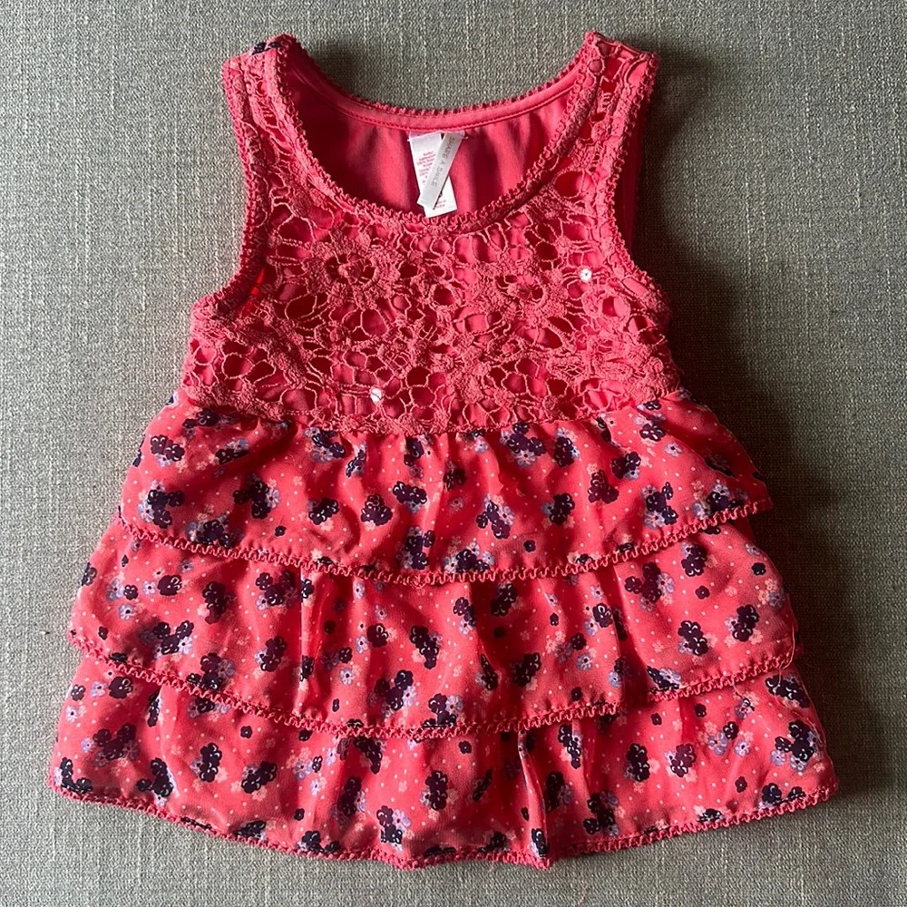 Justice Girls Coral Crochet Floral Tie Back Tank Top Size 10